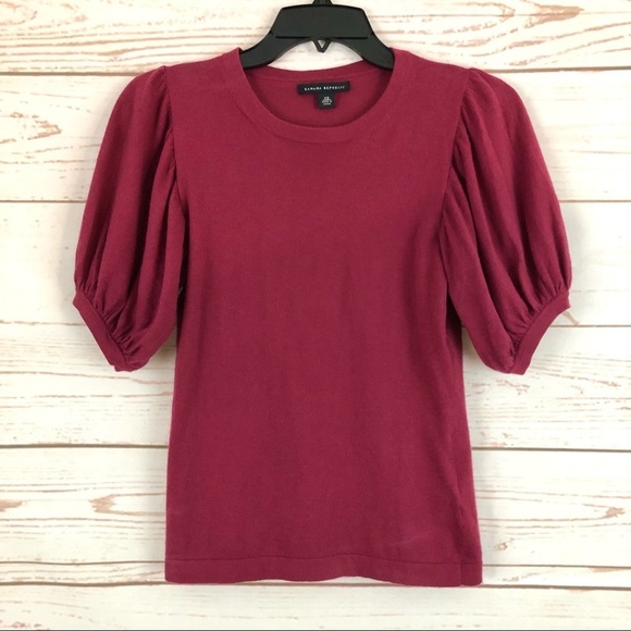Banana Republic Angora Cashmere Blend Puffy Sleeve Sweater - Picture 1 of 5